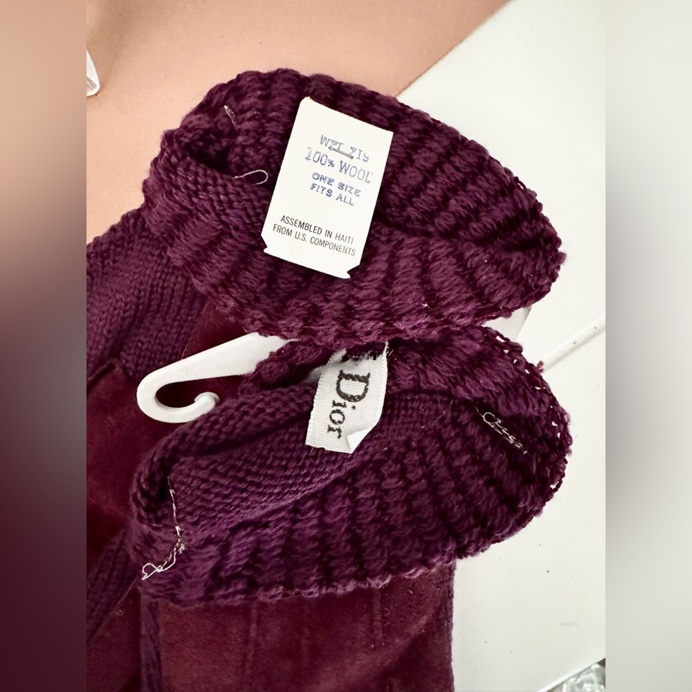 New Vintage Dior Suede & Wool Gloves - Picture 3 of 5